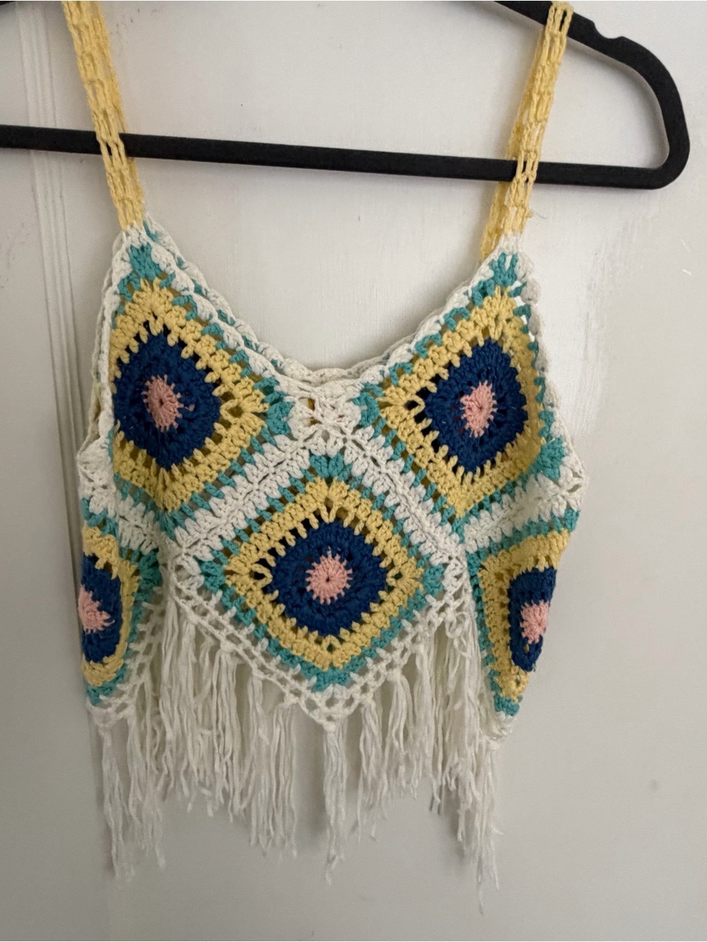 Crochet Fringe V-Neck Tank Top - Multicolor